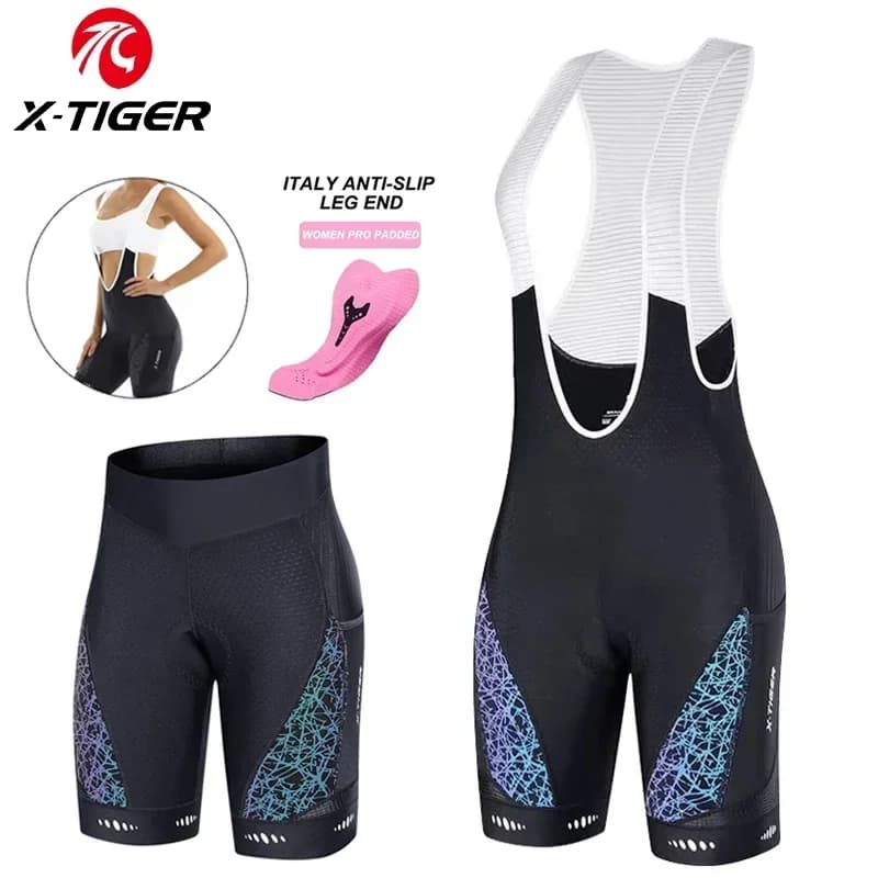 X-TIGER women's cycling shorts Competitive sponge road bike shorts with side bags Shorts with summer cycling straps