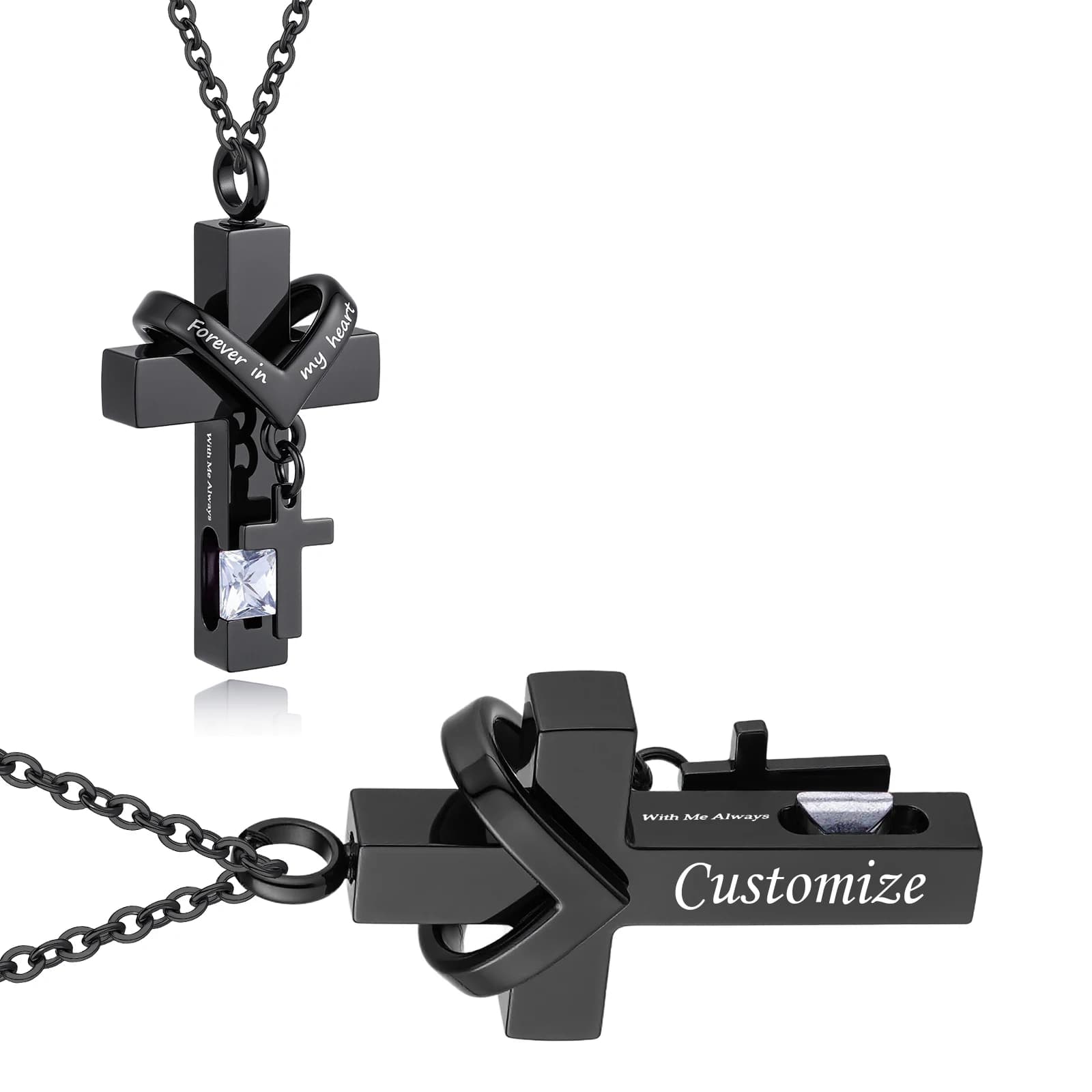 Necklace with custom urn for jewelry for cremation with lucky stones for women Memorial jewelry forever in my beloved heart