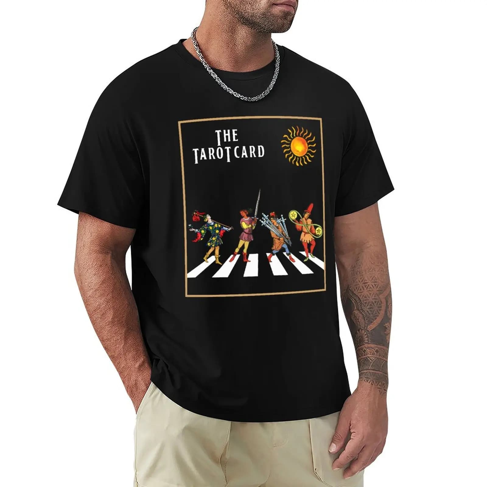 T-shirt Walking Abbey Road Tarot Card, morbida maglietta casual in cotone a maniche corte