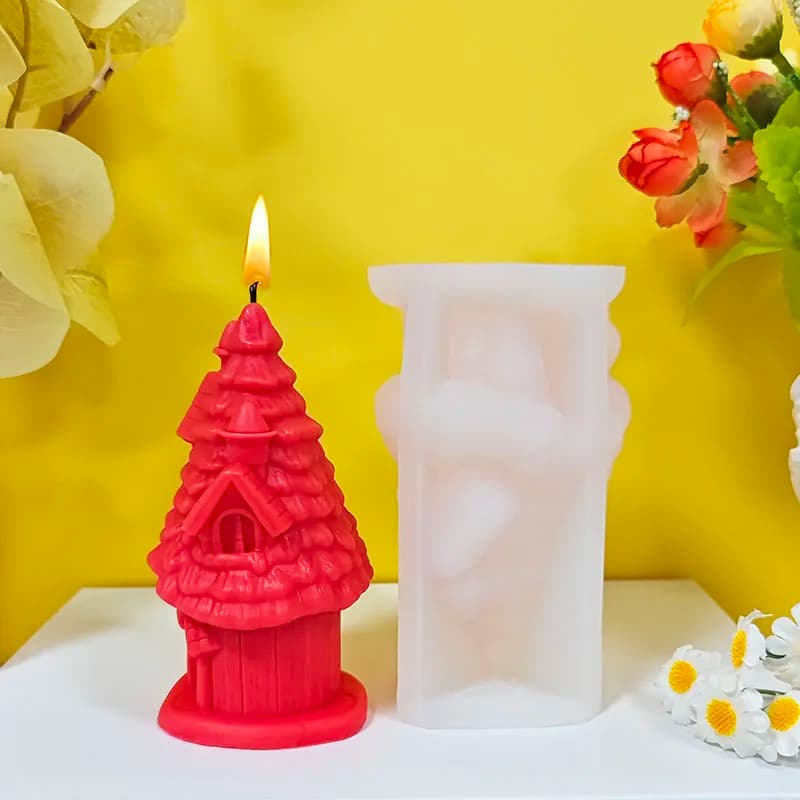Stampo in Silicone per Candele a Forma di Casa sull'Albero, Stile Fiabesco, per Aromaterapia Fai-da-Te, Decorazione Artistica