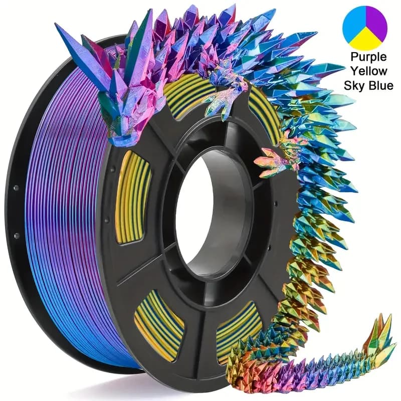 Filament PLA Tricolor Silk for 3D Printer, 250g, Diameter 1.75mm, for Craftsmanship and Fa-da-Te Modeling, 3D Printing Material