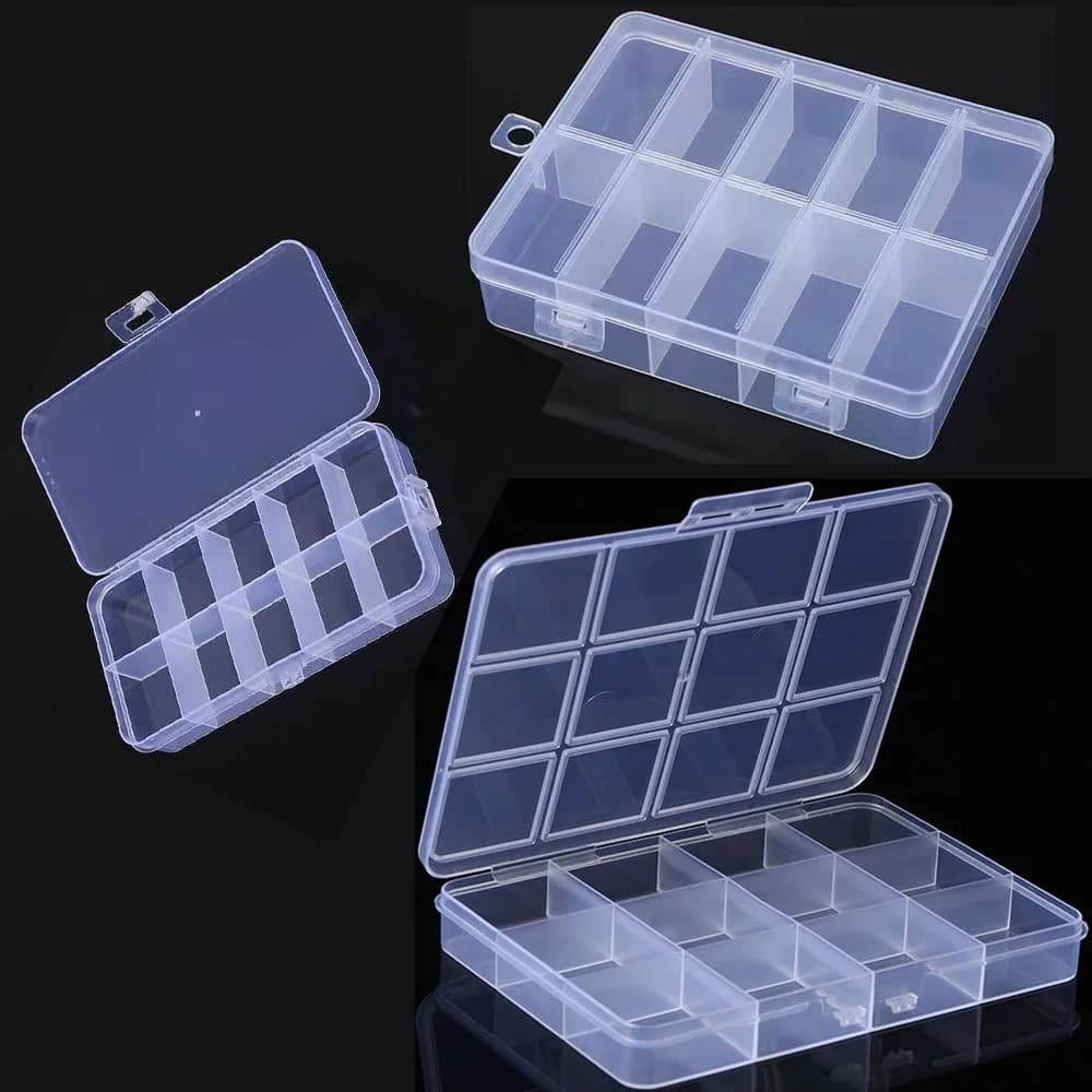 Fixed grid with lid storage box, earring plastic box, jewelry box, loose bead box, bead fishing accessory storage and classifica