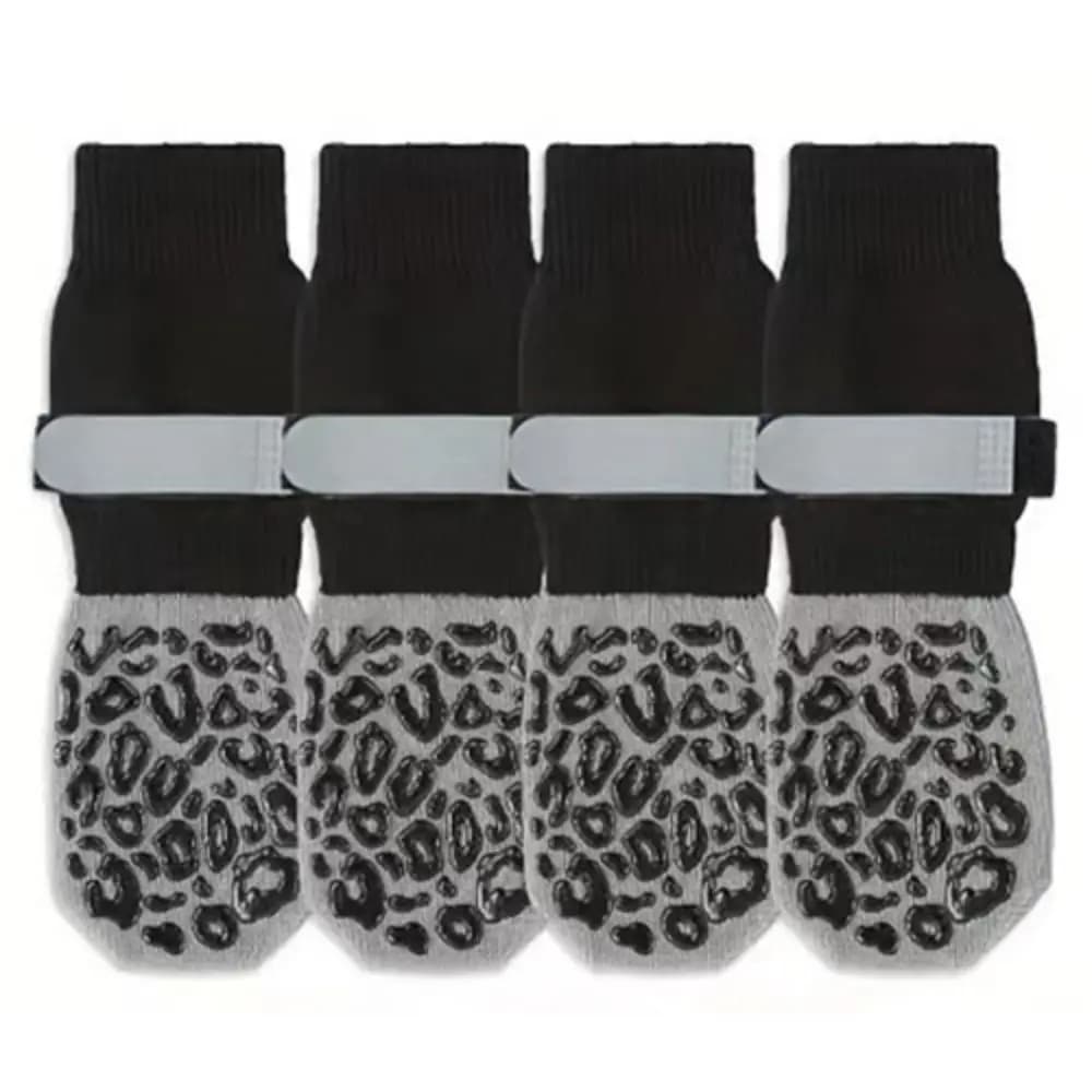 4PCS High Quality Anti-Slip Cozy Dog Socks Adjustable Band Anti-Scratch Knitted Socks Cotton Strong Grip Paw Protector Indoor