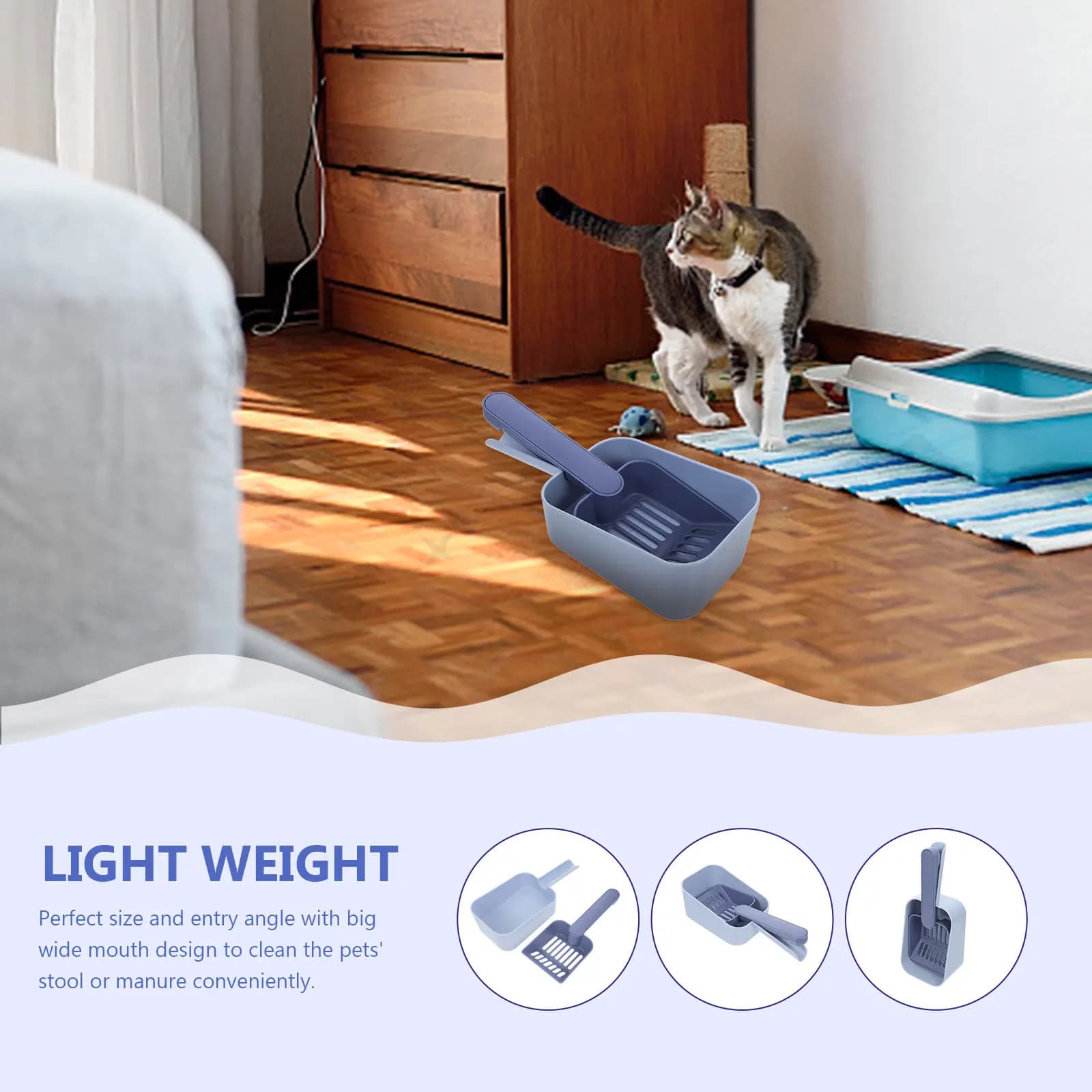 1Set Cat Litter Scoop Dustpan High-Grade Material Large Wide Mouth Comfortable Handle Easy Cleanup Pet Poop Filter Shovel
