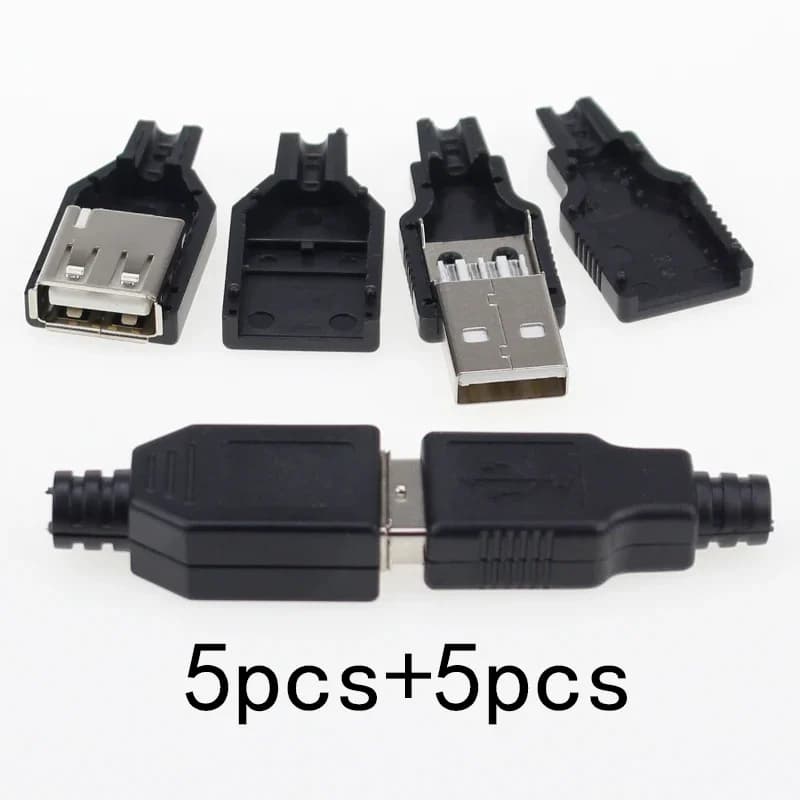 IMC hot Nuovo (5 pezzi maschio + 5 pezzi femmina) Connettore presa USB a 4 pin con coperchio in plastica nera
