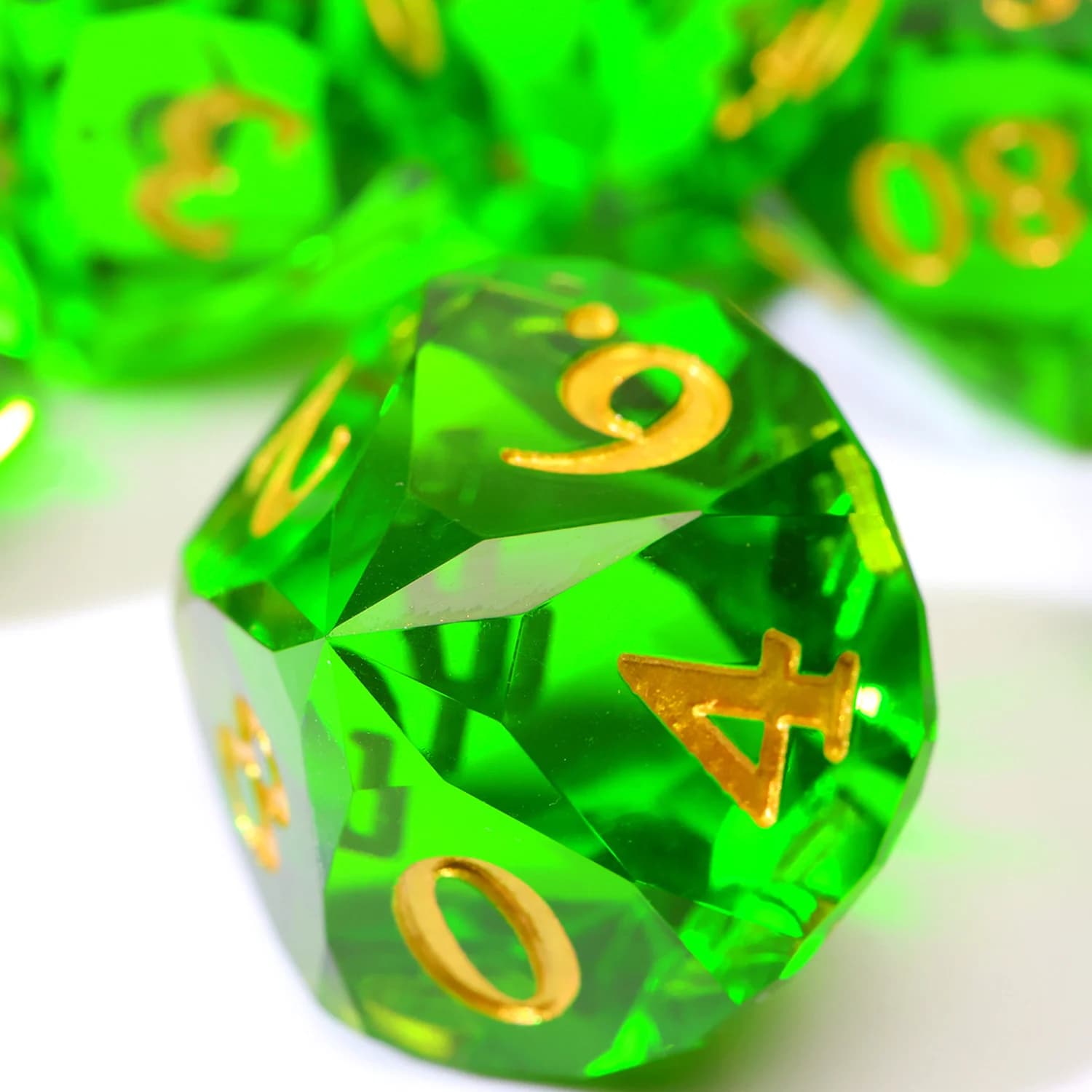 Emerald Emerald Dice Diamond Cutting for Role Games, DND Dice Set in Resin Handmade for Dungeons and Dragons and Table Games - RD Green