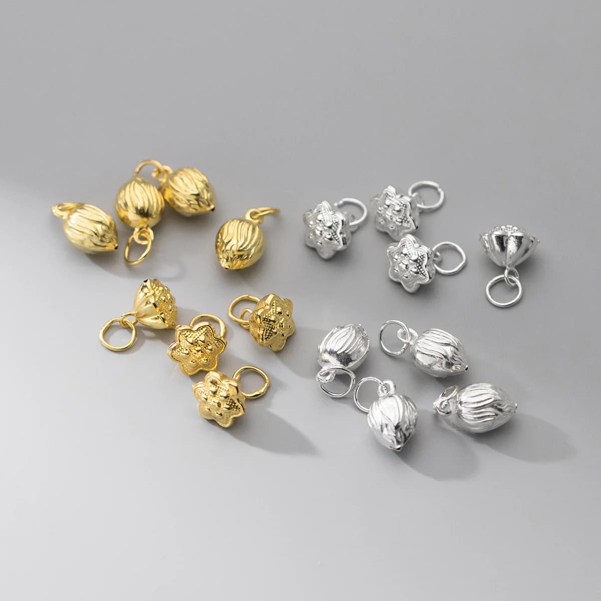 1 pz/lot 925 Sterling Silver Lotus/Lotus guinea pig ringing Bell Pendants and 18K Gold Plated Pendants Zen World Pendants FAI FROM YOU Silver Accessories