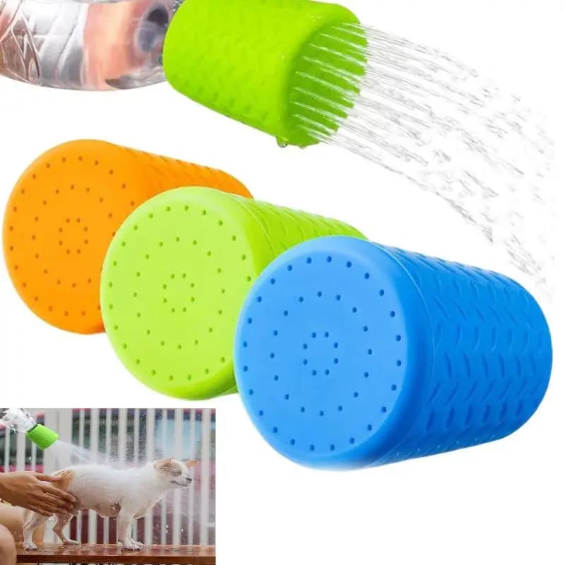 Easy Clean Portable Pet Bathing Sprinkler Silicone Bottle Cap Shower Head for Home Travel Pet Dog Cat Washing