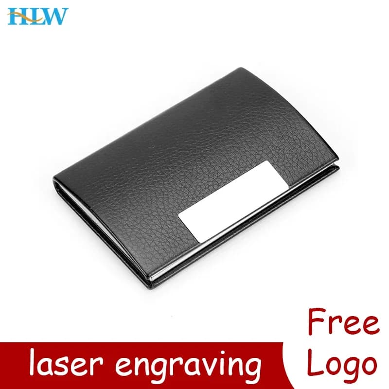 LOGO Engraved To Laser Credit Card Holder Aluminum PU Luxury Business Cards Wallet Business RFID Card Holder