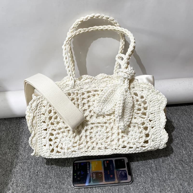 Borsa Tote da Spiaggia Bohemian The Little Turismo da Donna, Borsa a Spalla di Lusso Firmata, Nuova Collezione 2026, Realizzata a Mano in Cotone