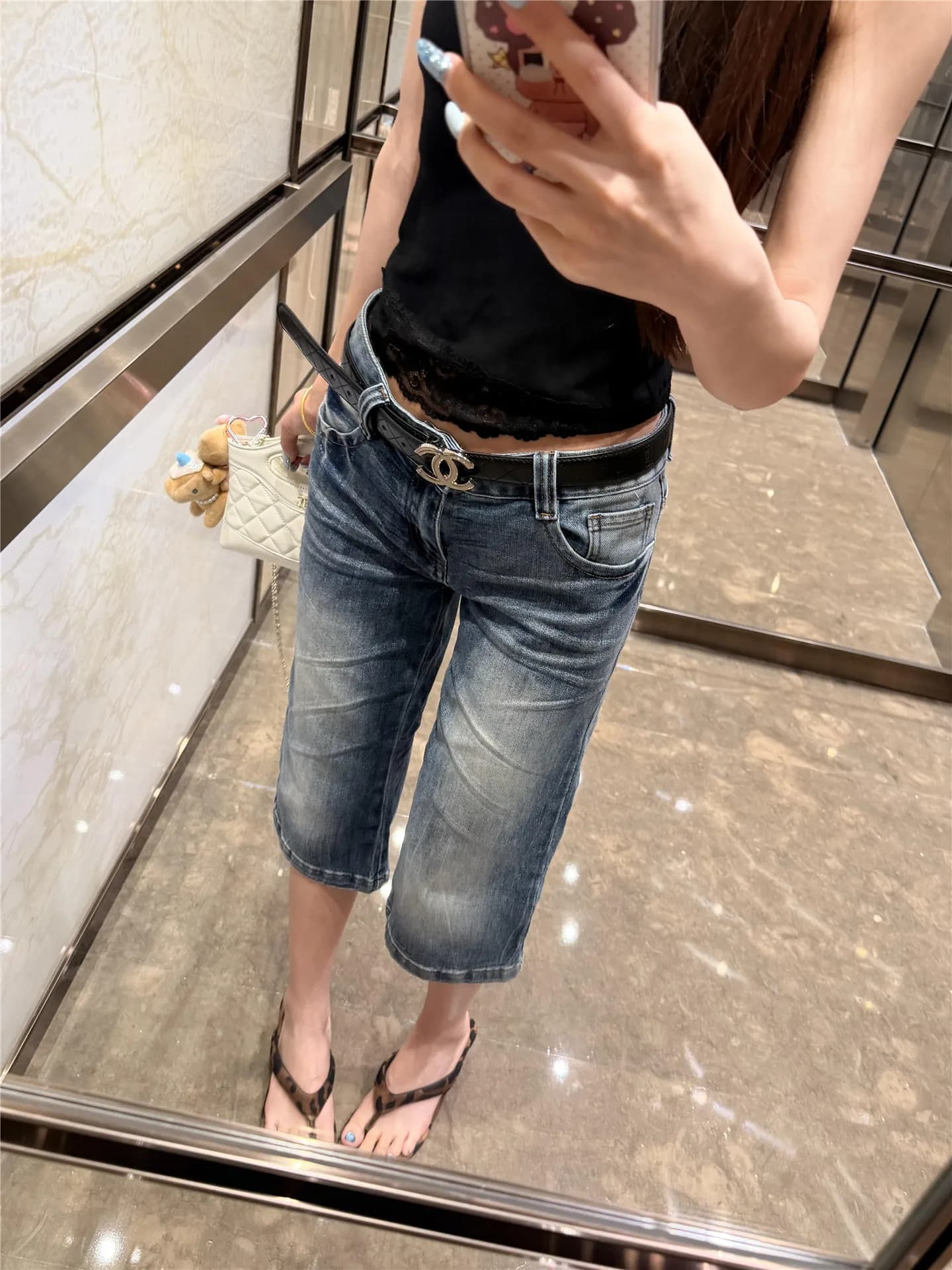 Jeans American Vintage a Vita Bassa, Lunghezza Sette Ottavi, da Donna, Estivi, Modellanti, alla Moda, in Denim, Stile Hot Girl, Casual, in Cotone