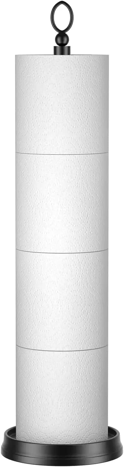 Portarotolo per Carta Igienica Pesante con Funzione di Riserva, Supporto Autoportante per Rotolo di Ricambio per Bagno, 57 cm di Altezza, Opaco