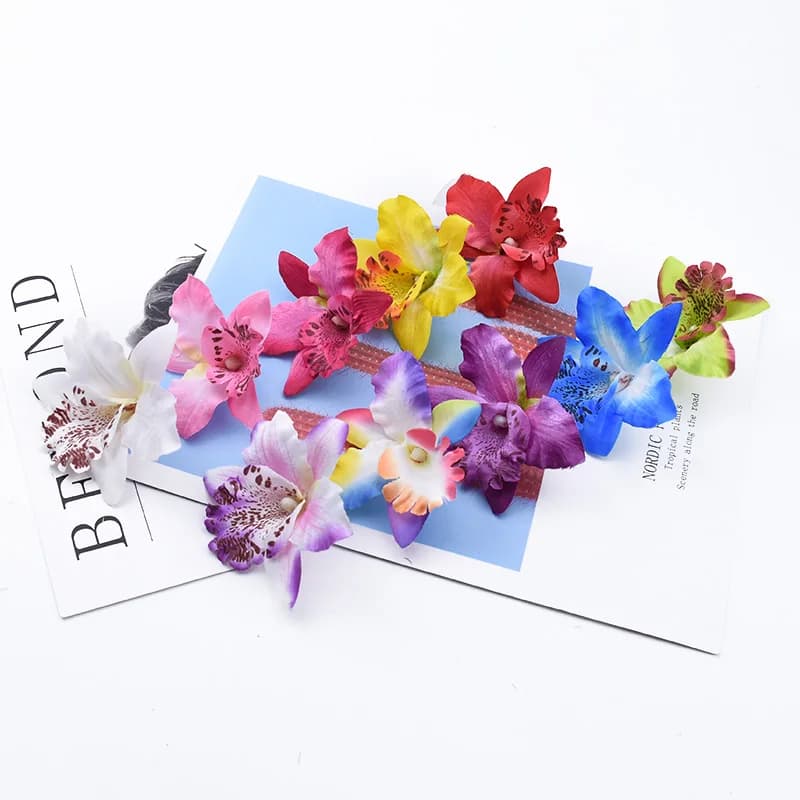 10/20 Pezzi Fiori Artificiali, Orchidea Farfalla, Decorazione Murale per Matrimoni e Casa, Accessori da Sposa, Regali Fai-da-Te per la Festa della Mamma