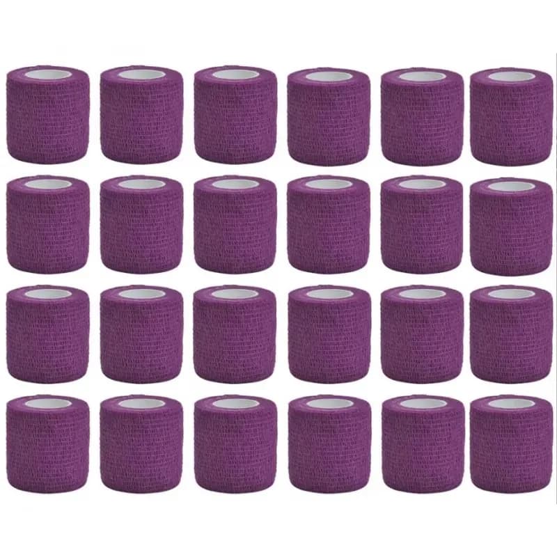 6/12 Pezzi Fascia Elastica Sportiva Viola e Gialla per Tatuaggi con Tessuto Non Tessuto Impermeabile Autoadesivo per Protezione delle Dita