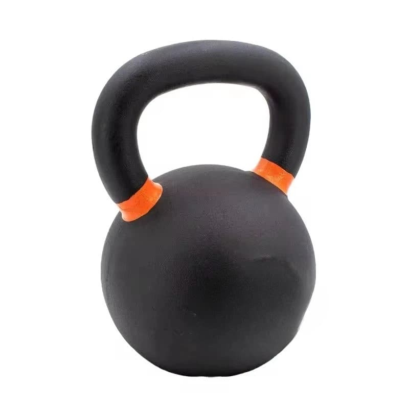 Single cast iron Kettlebell with wear-resistant surface, balanced for home fitness and muscle strength training throughout the body