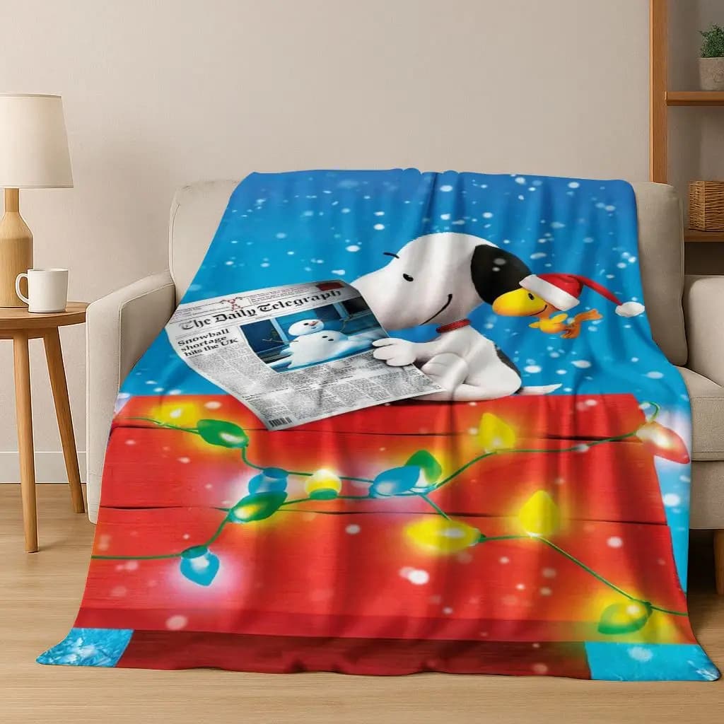 Coperta di flanella di cartone animato di arte di arachidi di cane Snoopy carino 3D, coperta morbida e accogliente per la casa, camera da letto, divano letto, copertura da picnic, regalo per bambini