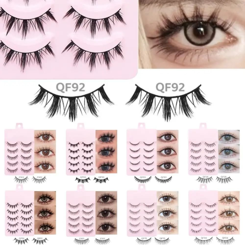 5 Paia di Ciglia Finte Manga per Cosplay Anime, Stili Multipli, Ciglia Finte Segmentate Fatte a Mano, Accessori per Trucco Nude e Feste
