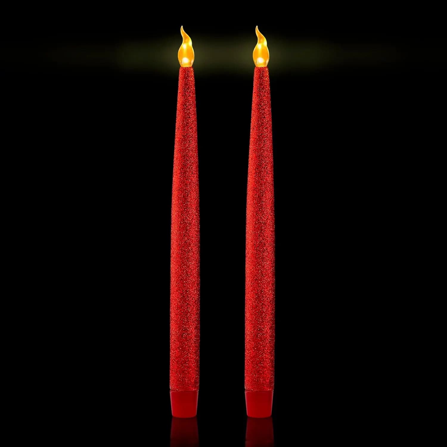 Red LED candles with timer, battery powered window lights, 2 pack