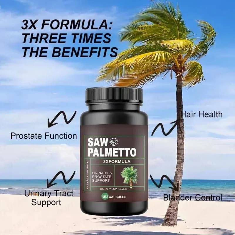 Capsules Saw Palmetto 500mg DHT, Supply for 30 Days - Vitamin supplement for Hair Growth, 60 Capsules