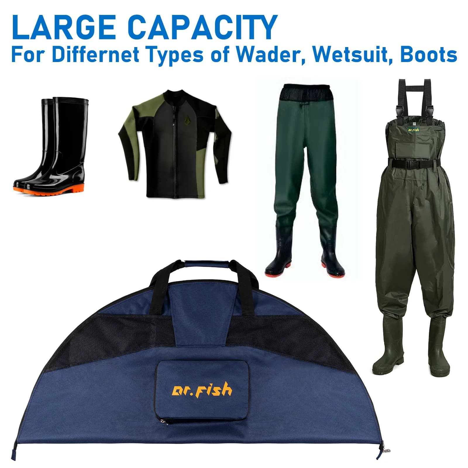 Borsa Impermeabile per Attrezzatura da Pesca, Borsa per Stivali e Waders, Tappetino per Cambiarsi, Borsa per Surf, Caccia, Escursionismo e Campeggio