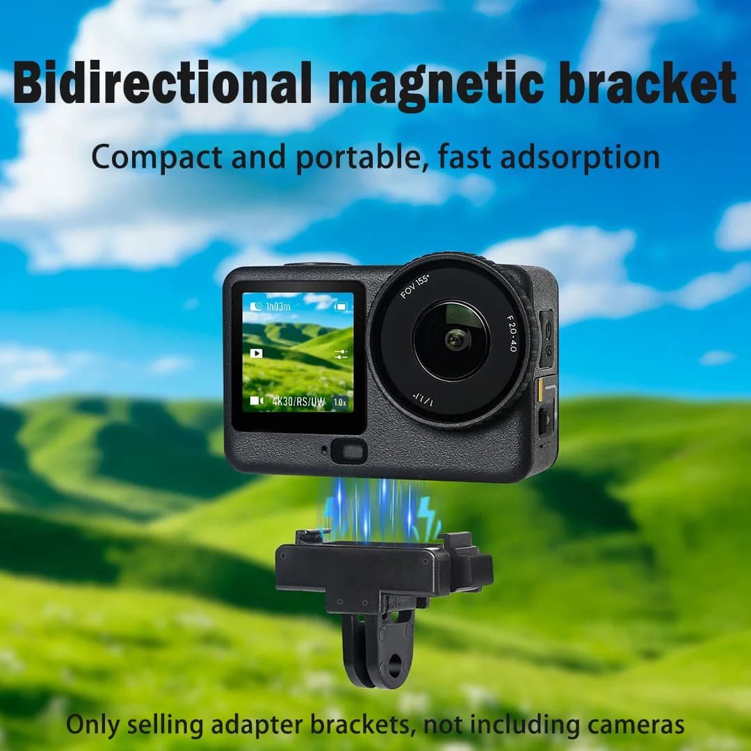 For DJI Action Nano Magnetic Quick Release Base Dual‑Interface Foldable 2‑Prong 1/4" Screw Transfer Mount Sport Camera Accessory