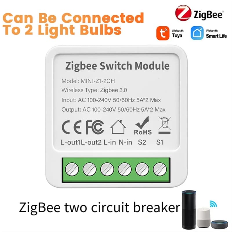 B47C Interruttore on/off a 2 vie Graffiti Smart Zigbee Interruttore on/off intelligente a 2 vie Mini interruttore a scatola nascosta