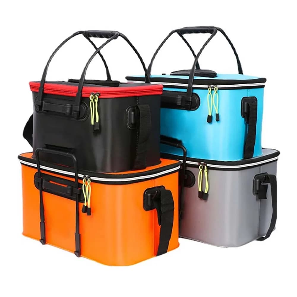 Borsa da pesca portatile in EVA Secchio da pesca pieghevole Scatola per pesci vivi traspirante Contenitore per acqua da campeggio PanBasin Borsa per attrezzatura