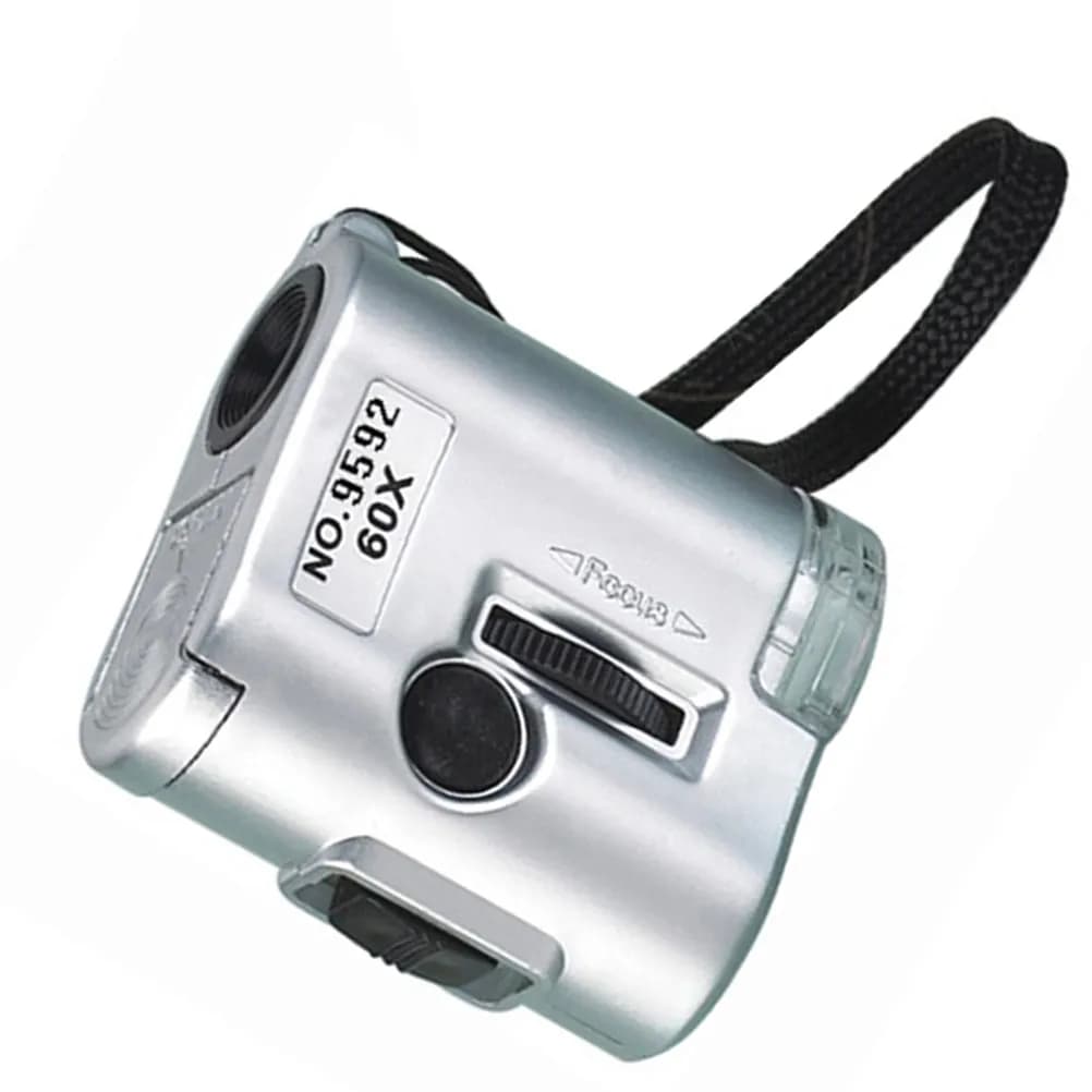 Lente d'ingrandimento per microscopio 60X, illuminata a LED, portatile, per valutazione gioielli e rilevamento valuta IC