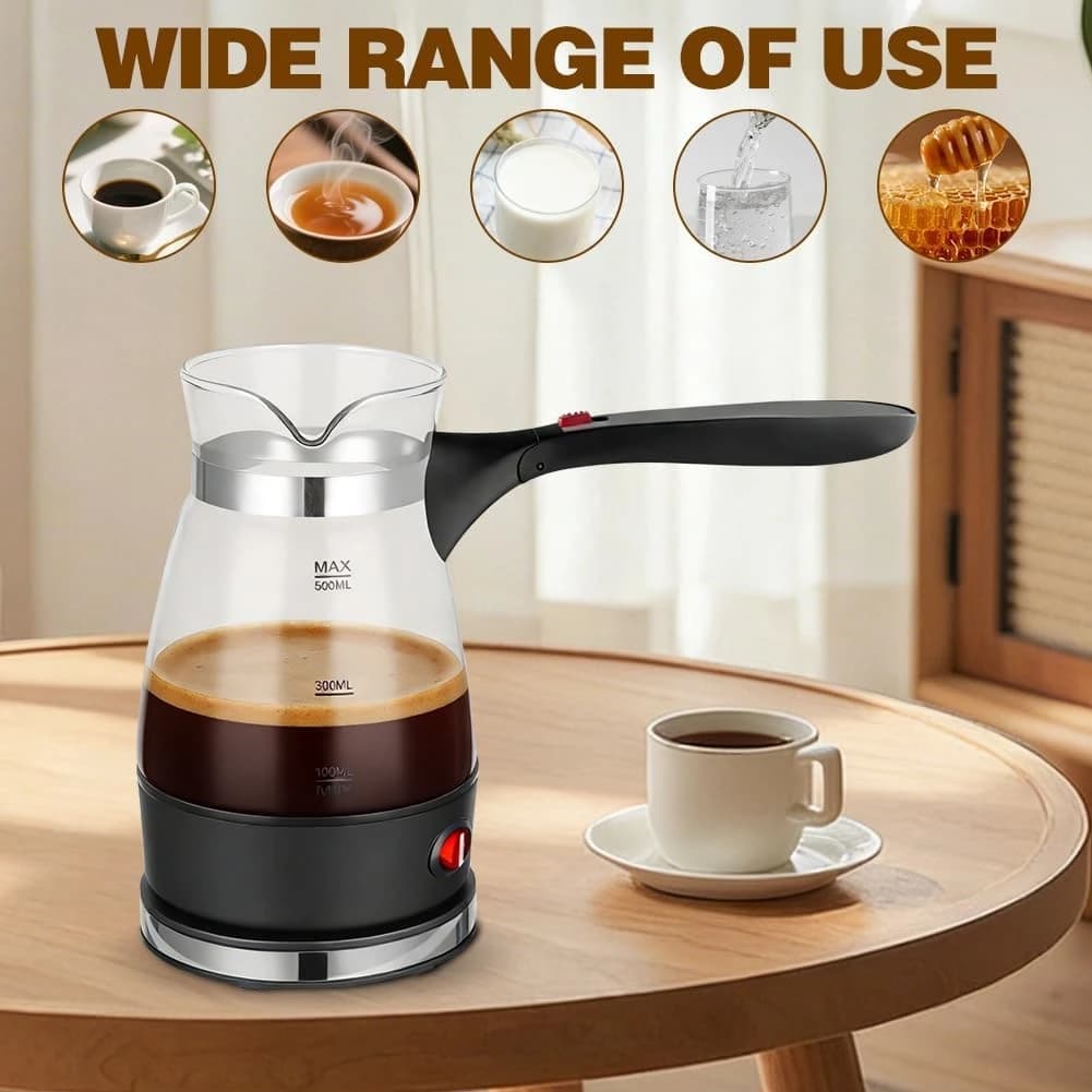 YCOC-Coffee Maker With Handle, Electric Turkish Coffee Machine, 500 Ml Espresso Pot, For Tea& Mocha- Includes European Plug EU P