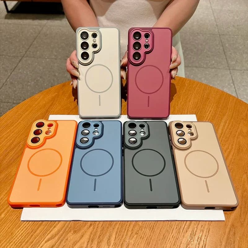 Fashion Contrast Color Magnetic Phone Case For Samsung Galaxy S26 S25 S24 S23 Plus S22 Ultra A57 A56 A36 Shockproof Armor Cover