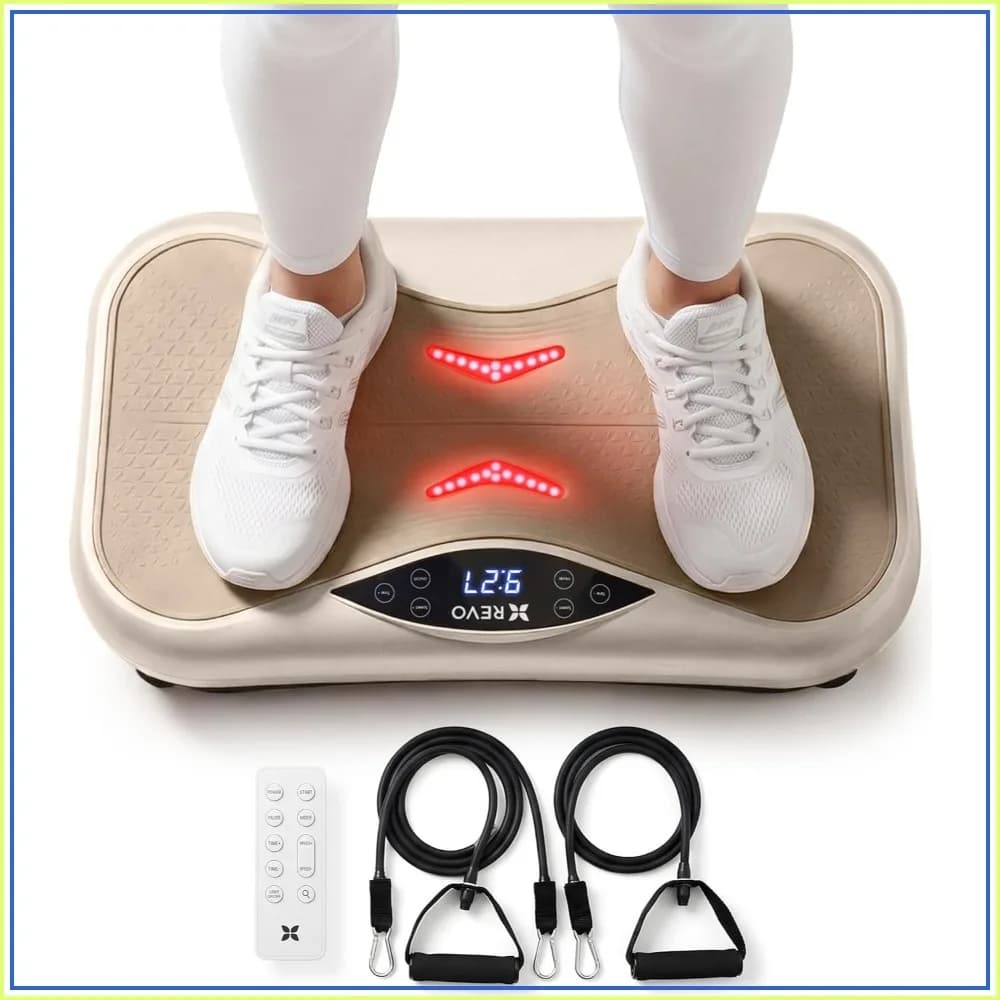 Wave Vibration Plate with Red Light Therapy, Bluetooth Speakers, Resistance Bands, Remote, 330 Lbs Capacity