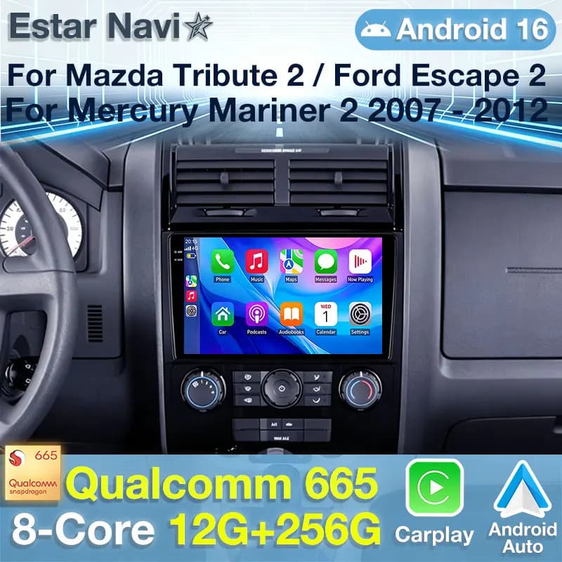 Autoradio Android 16 con Carplay Wireless per Mazda Tribute, Ford Escape, Mercury Mariner 2 2007-2012, Lettore Multimediale Stereo