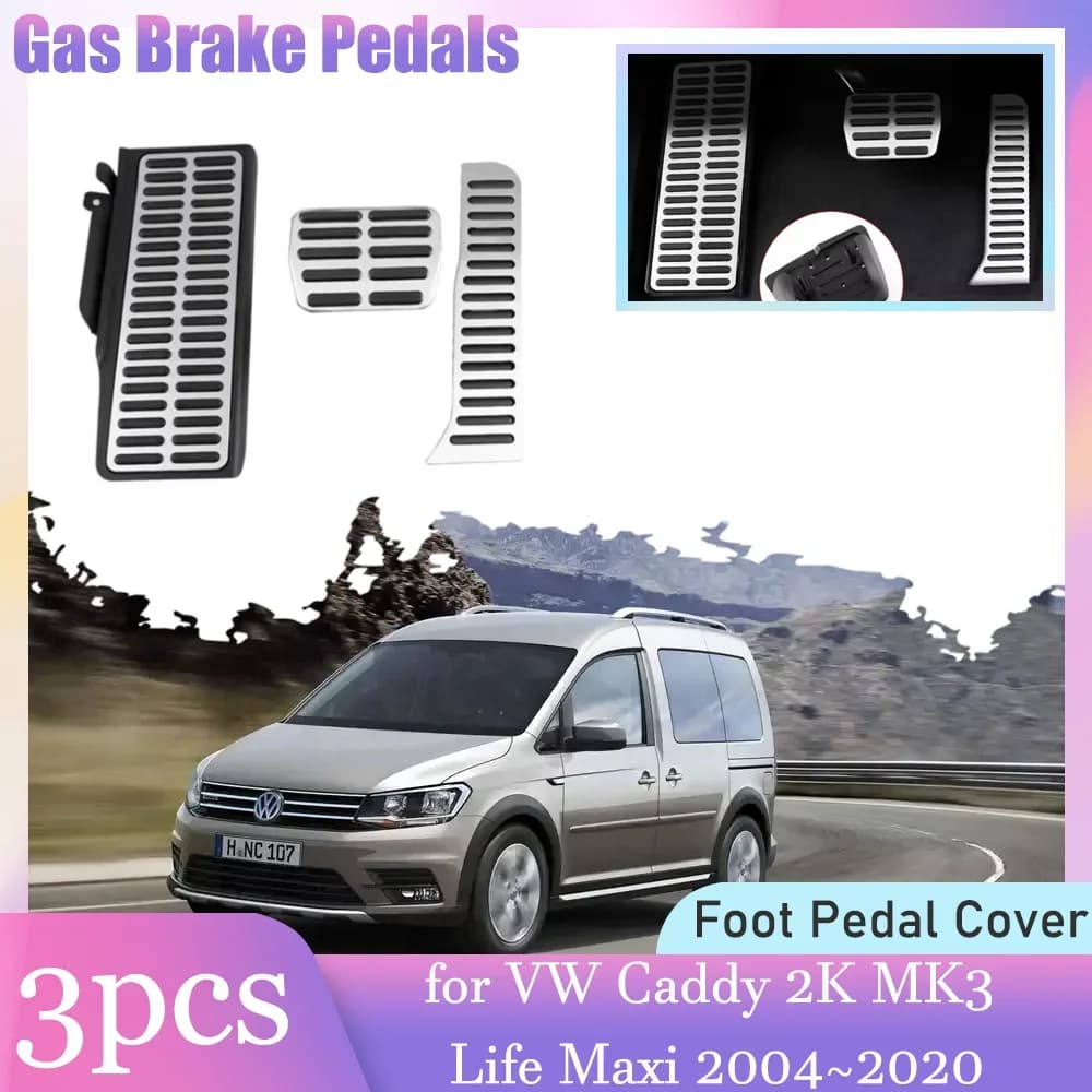 Pedali del resto del freno a gas per Volkswagen VW Caddy 2K MK3 Life Maxi 2004 ~ 2020 Accessori per la copertura del pedale del poggiapiedi in lega antiscivolo