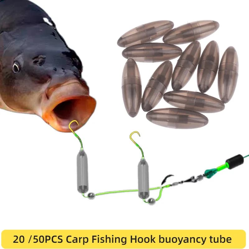 20/50PCS Fishing Hook Carp Buoyancy Tube Fishing Hair Rigs Hook Floating Suspension Anti Bottom Foam Ready-to-Use