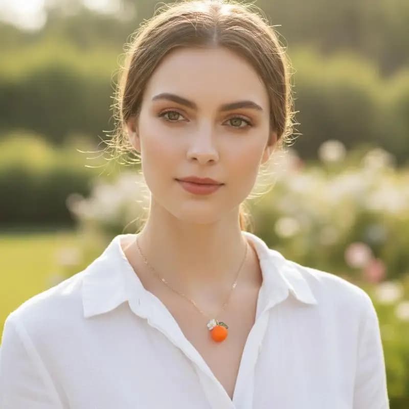 Trendy Lemon Green Leaf Pendant Necklace Waterproof Shiny Finish Delicate Accessory for Women Vacation Wear Gift