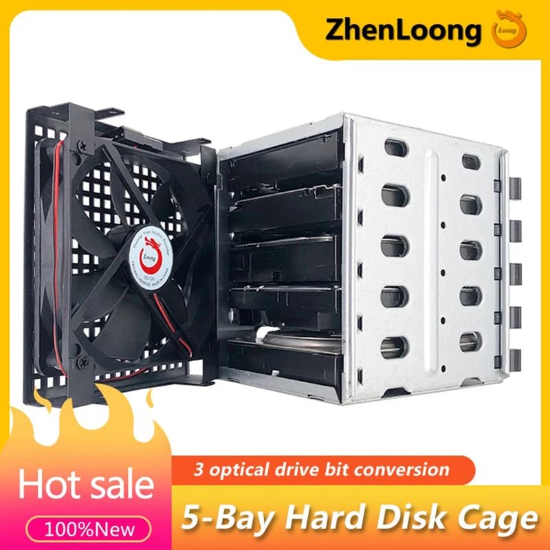 ZhenLoong Adattatore HDD da 5,25 a 3,5 Staffa per caddy Vassoio SATA SAS Custodia per rack per disco rigido Telaio Estensione ottica Gabbia per disco rigido