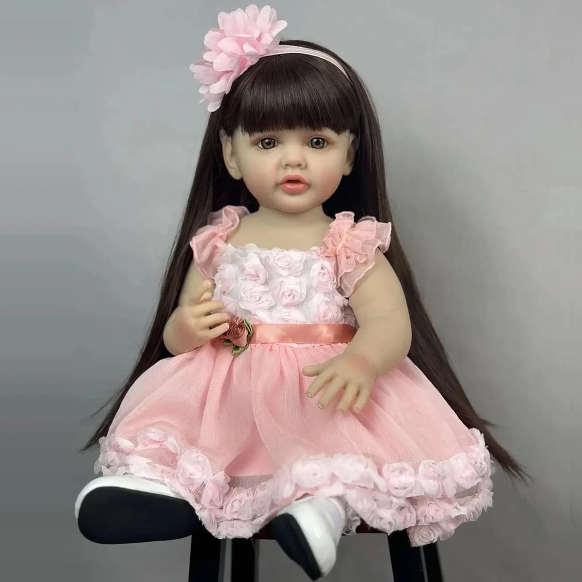 AONPENG 55cm Reborn Baby Full Body Soft Vinyl Doll 22inch Princess Newborn Lifelike Bebe Toddler Toy Christmas Gift for 3+ Kids