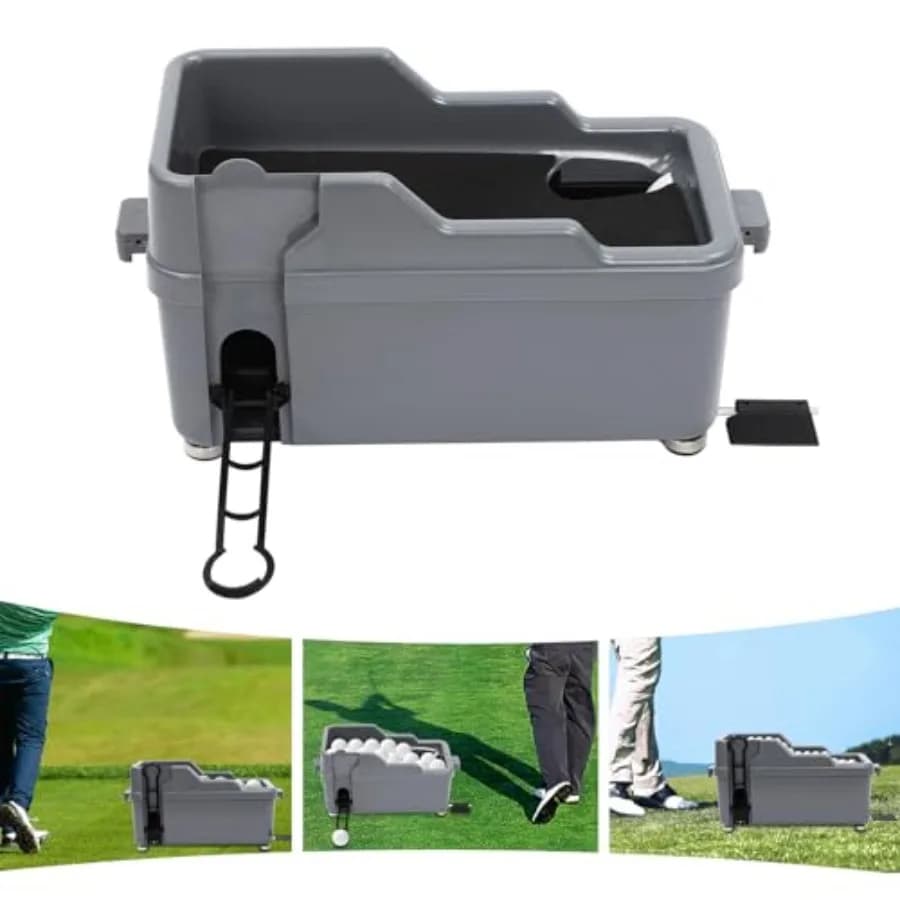 Distributore di palline da golf semiautomatico per allenamento ed esercizio, costruzione in plastica resistente, colore nero e grigio, elettrico