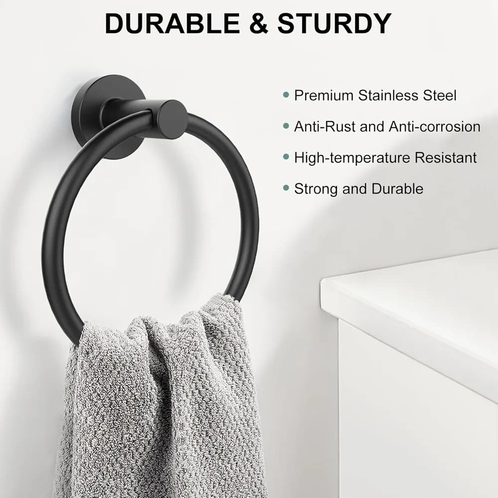 Anello Portasciugamani Rotondo da Parete, Resistente, in Acciaio Inossidabile Moderno per Cucina, Bagno, Camera da Letto, Hotel