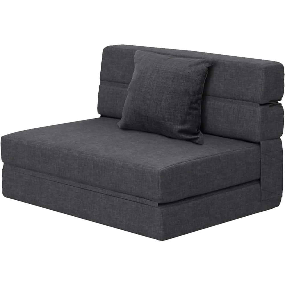 Divano Letto Pieghevole in Memory Foam, Poltrona Convertibile con Rivestimento Lavabile, Grigio Scuro