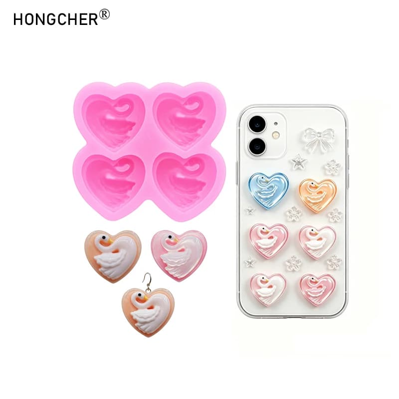 Stampi in silicone a forma di cigno per torte al cioccolato e decorazioni per dessert; stampi fai-da-te per accessori di gioielleria in resina