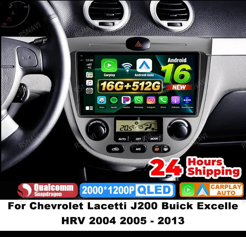 Autoradio Android 15 Per Chevrolet Lacetti J200 Buick Excelle HRV 2004 2005 - 2013 4G LTE GPS BT Autoradio Qualcomm Stereo DSP