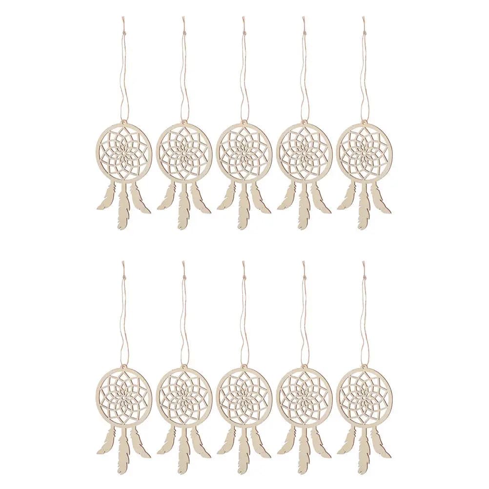 10Pcs Boho Wooden Dream Catchers Kit Blank Mini Unfinished DIY Dreamcatchers Hanging Decor Bedroom Dorm Room Party Supplies