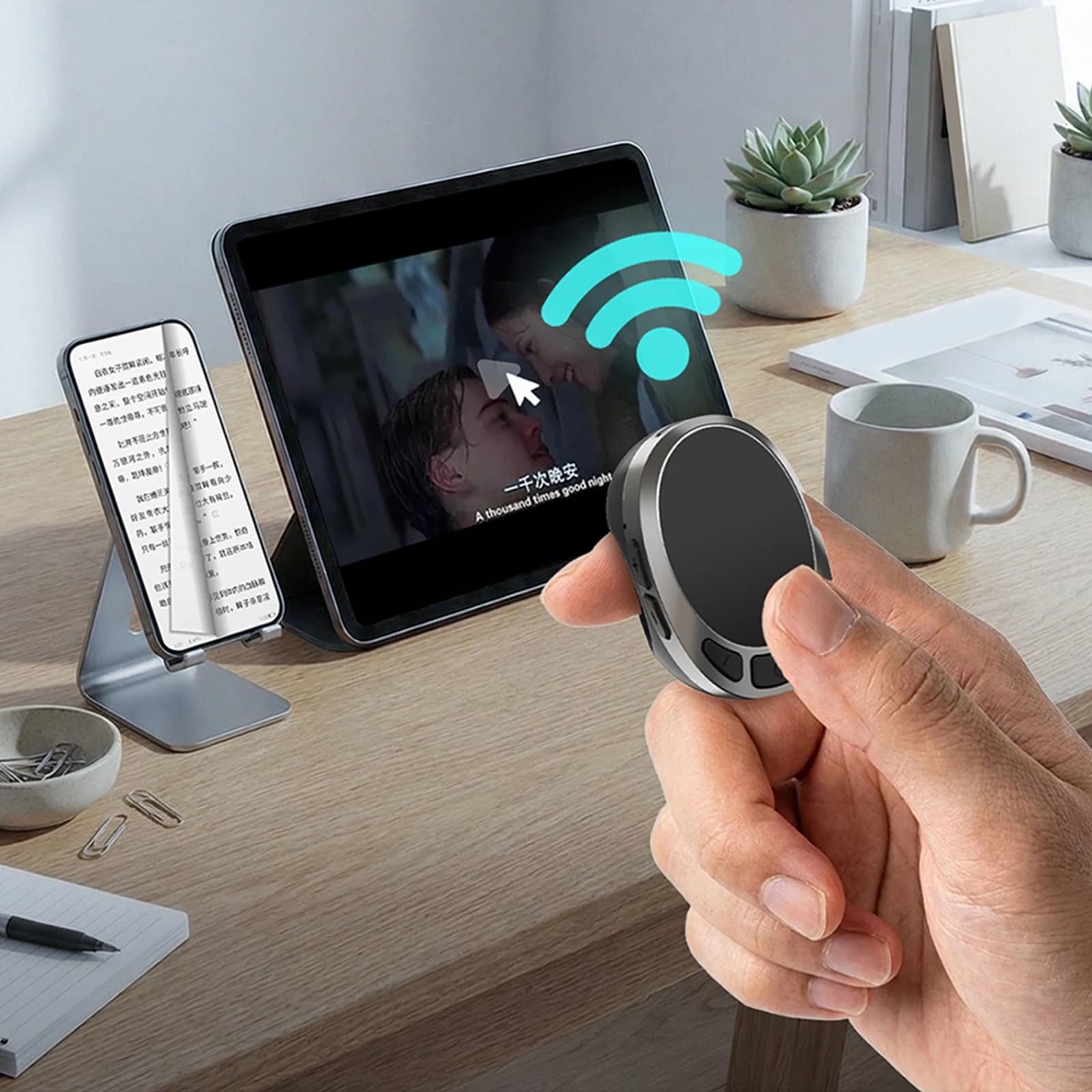 Bluetooth-compatible 5.3 Finger Ring Mouse Wireless Page Turner Phone Scrolling Ring Remote Control for Phone Tablet Camera