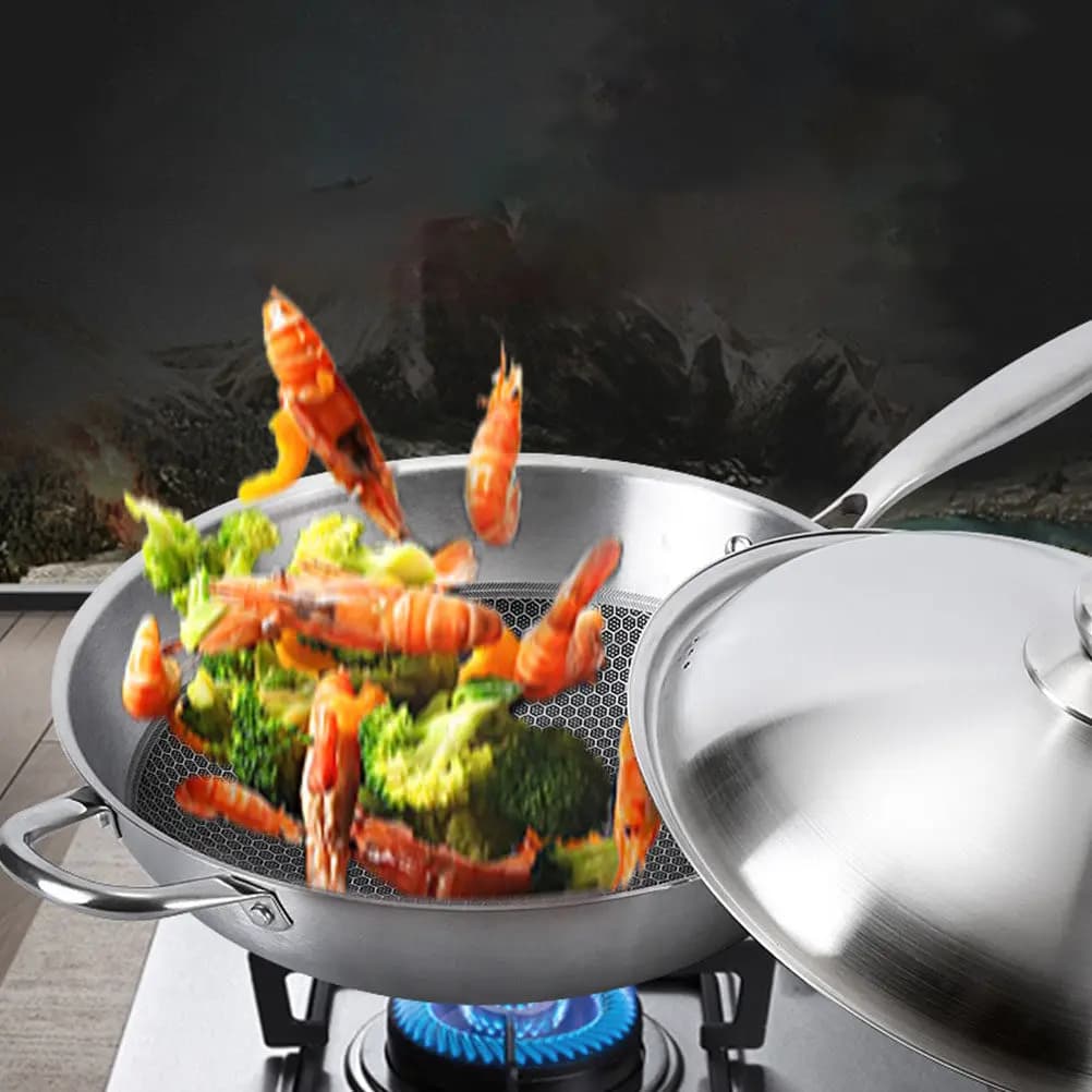 Coperchio per Pentola in Acciaio Inox Rinforzato, Resistente e Antiscivolo, per Wok, Pentole per Zuppa, Padelle, Utensile da Cucina Anti-scottatura