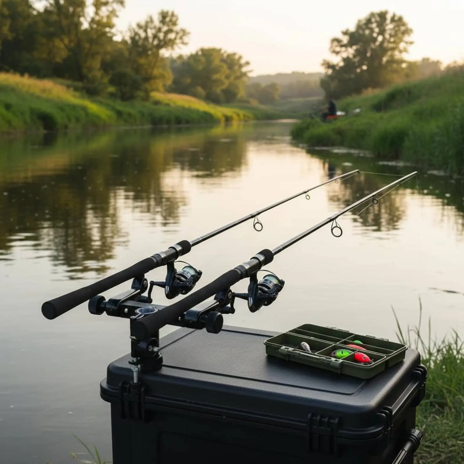 Supporto per canne da pesca a doppia testa, regolabile, leggero, con regolazione automatica dell'angolo