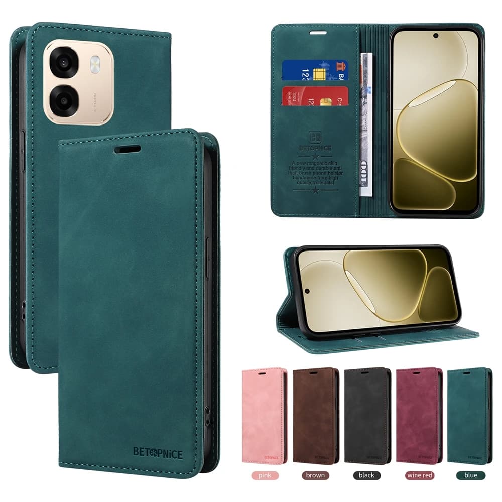 Custodia a Libro Magnetica Anti-RFID per OPPO A6 A6X A5 A5X A3 A3X Pro A17 A38 A58 A78 A54 A55 A94 A95 4G 5G