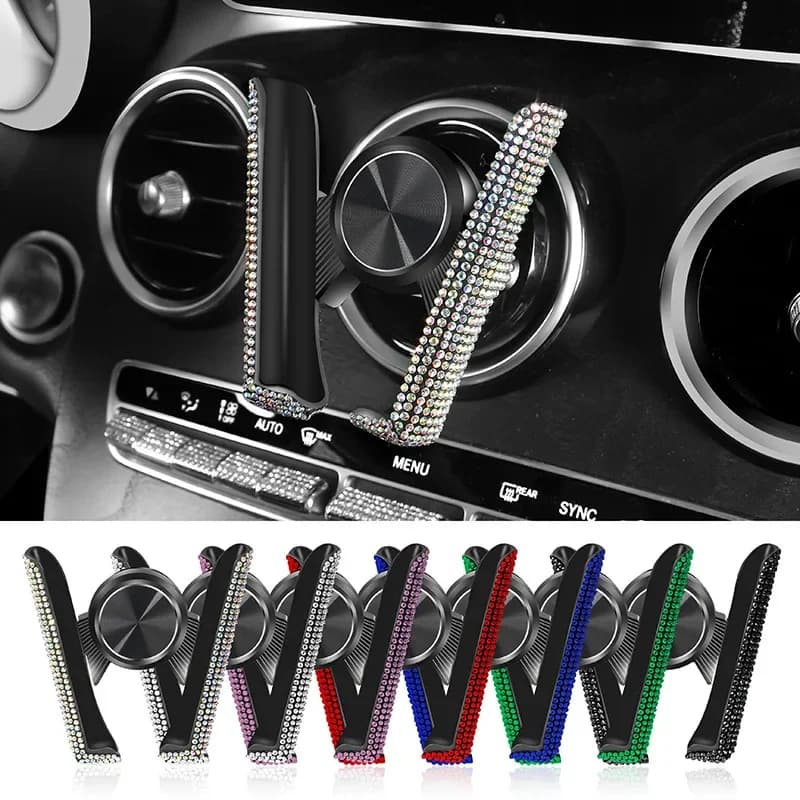 Supporto per telefono per auto Supporto per presa d'aria per auto in cristallo di diamante Supporto per telefono cellulare Supporto per staffa automatica Accessori interni Nuovo
