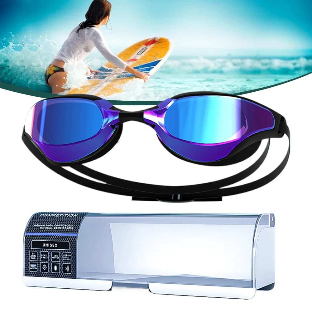 Professional Swimwear Anti-fog, Adjustable Swimming Glasses with Large Visual, UV Protection for Nuotatori
