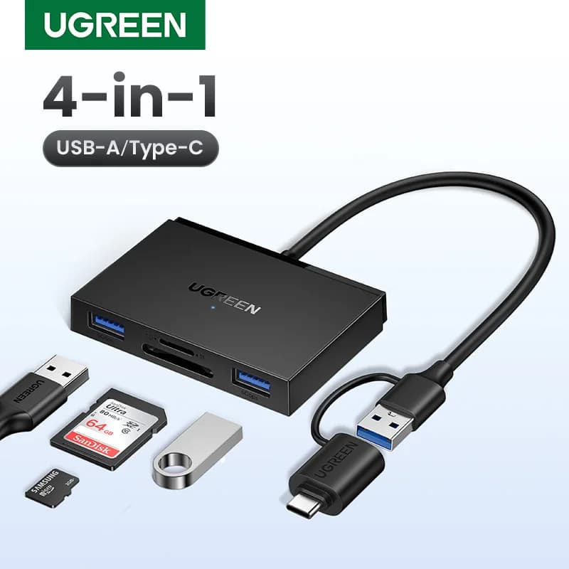 Lettore di schede UGREEN Scheda di memoria adattatore OTG da USB 3.0 tipo C a USB-A/TF/SD 4 in 1 per laptop MacBook iPhone15/16 Samsung Android
